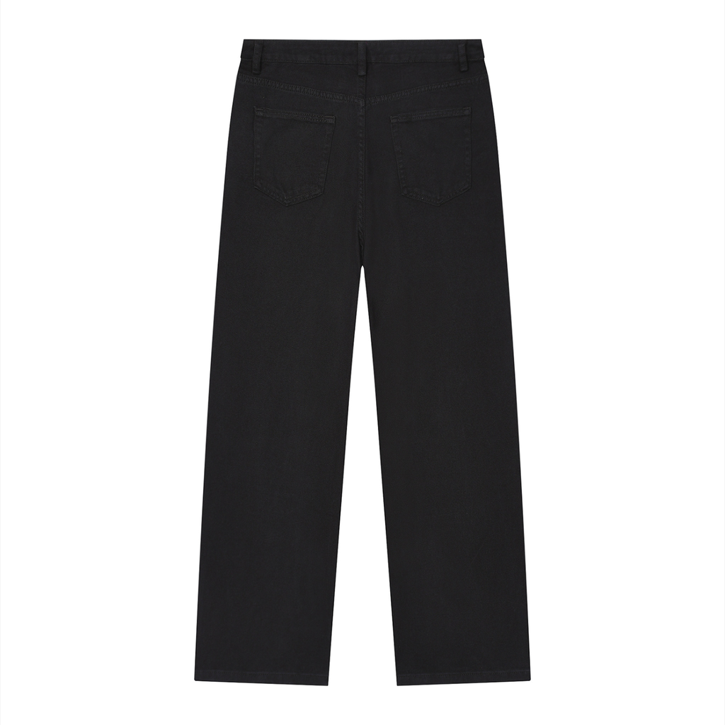 Black Vintage Wash Straight Leg Jeans