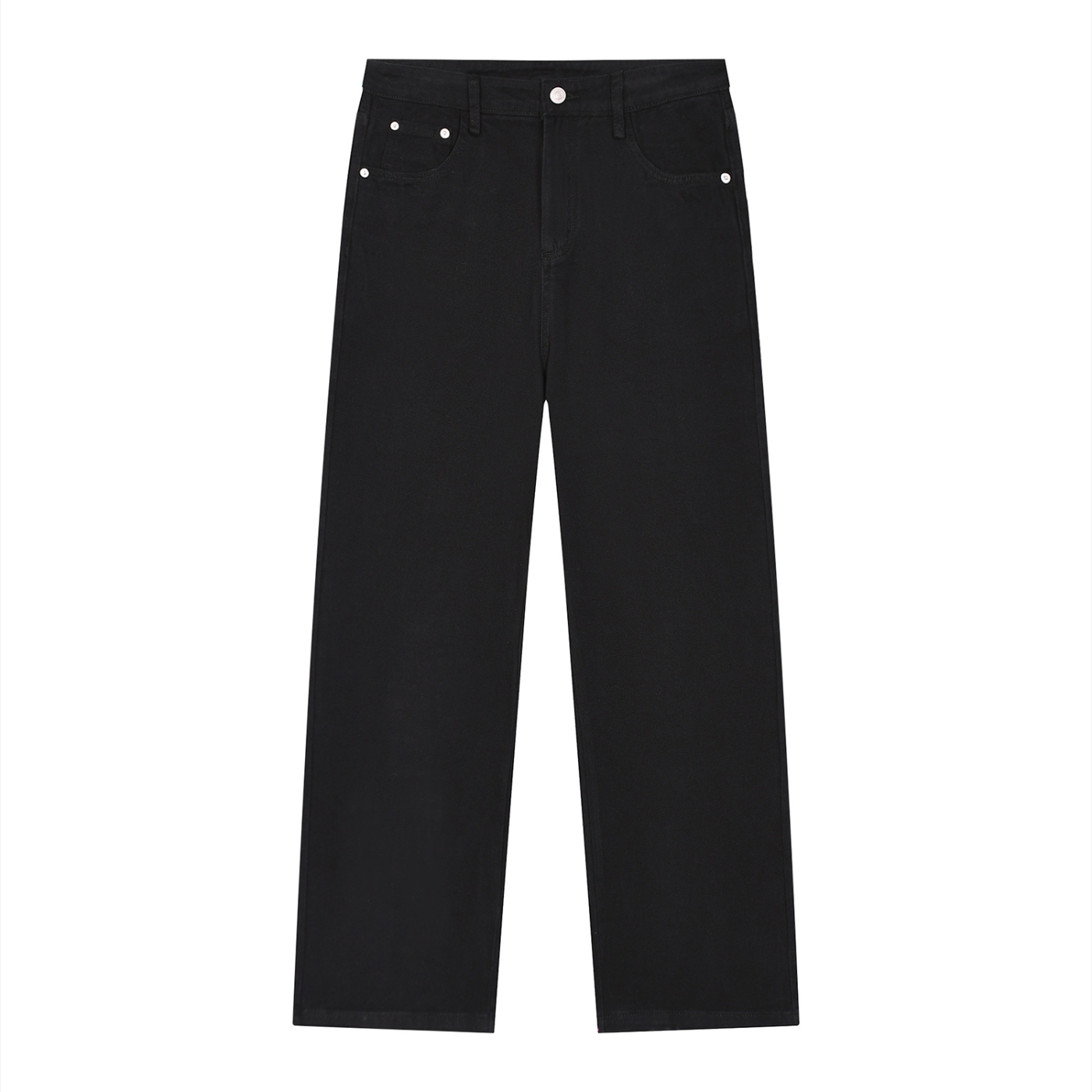 Black Vintage Wash Straight Leg Jeans