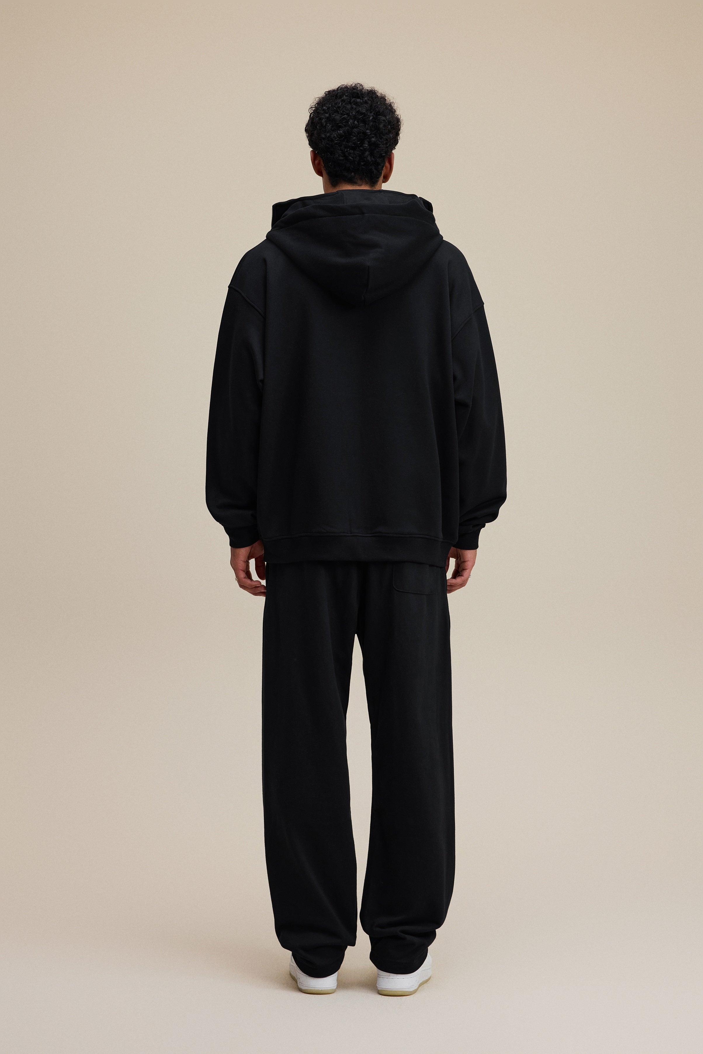 340GSM Men’s Trendy Fleece Zip-Up Windproof Face-Mask Hoodie Black