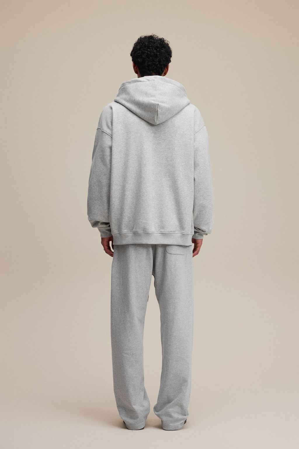 340GSM Men’s Trendy Fleece Zip-Up Windproof Face-Mask Hoodie Heathered Grey