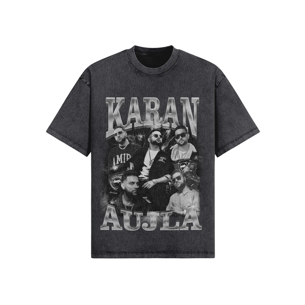 Karan Auja BW Oversized Acid Washed Graphics Tee