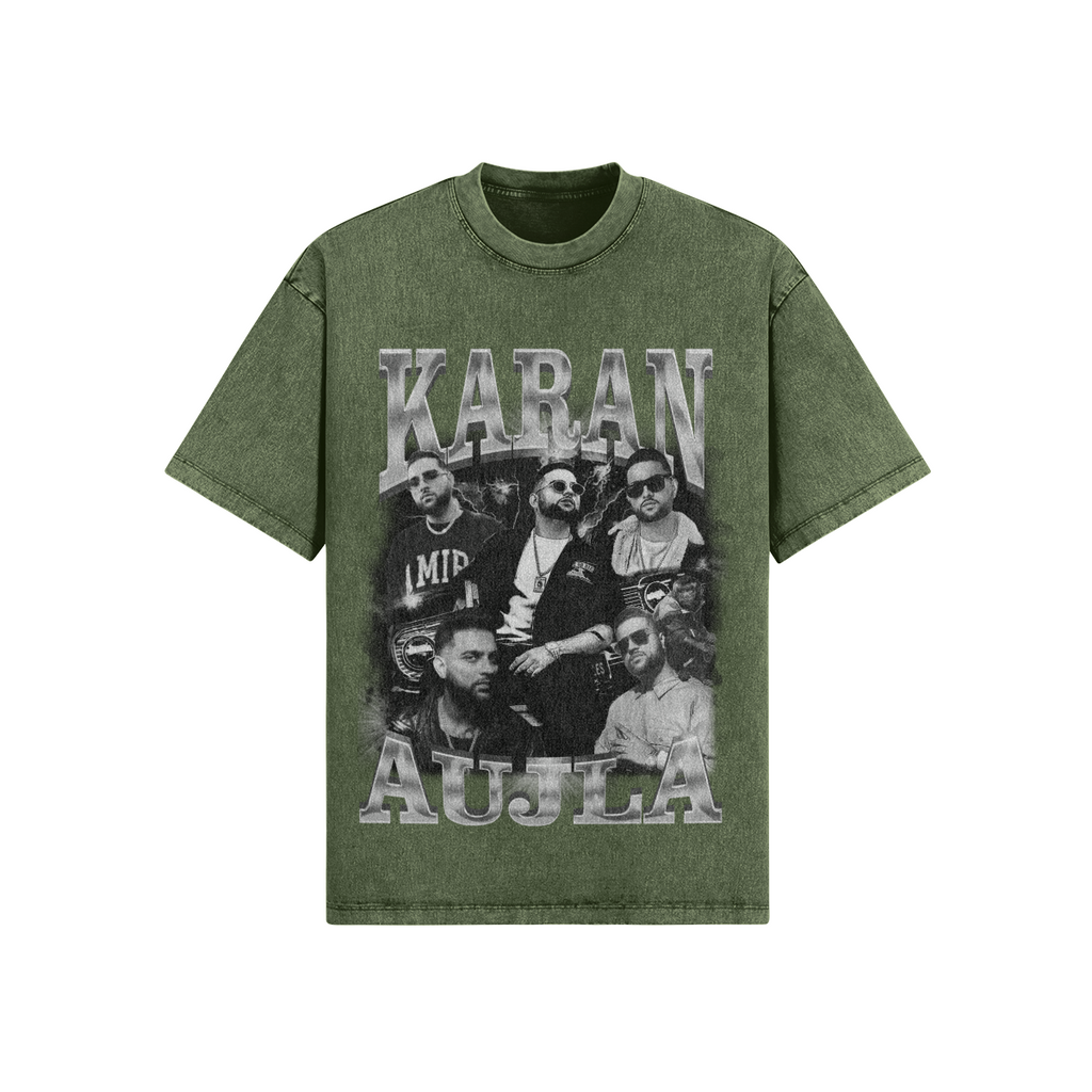 Karan Auja BW Oversized Acid Washed Graphics Tee