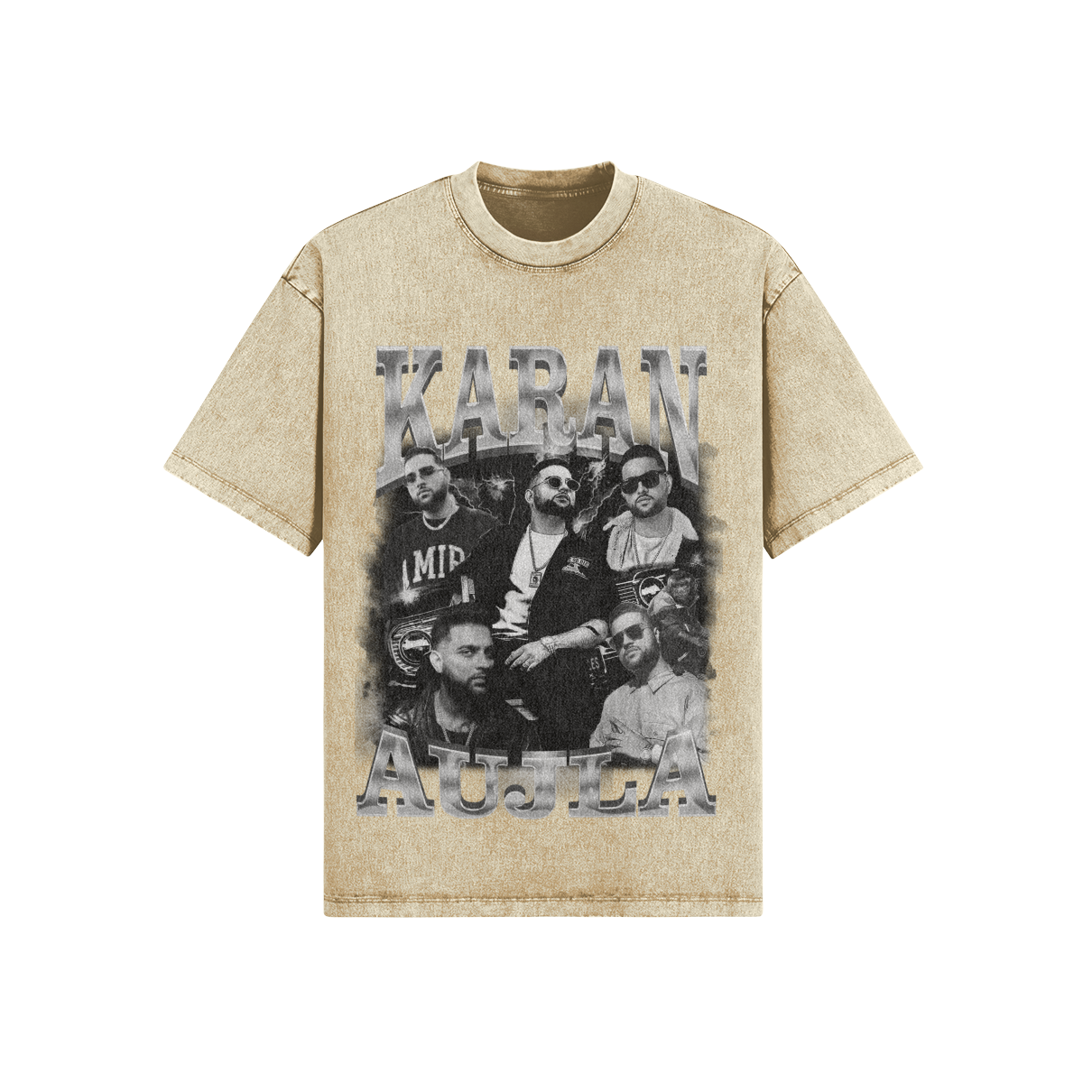 Karan Auja BW Oversized Acid Washed Graphics Tee