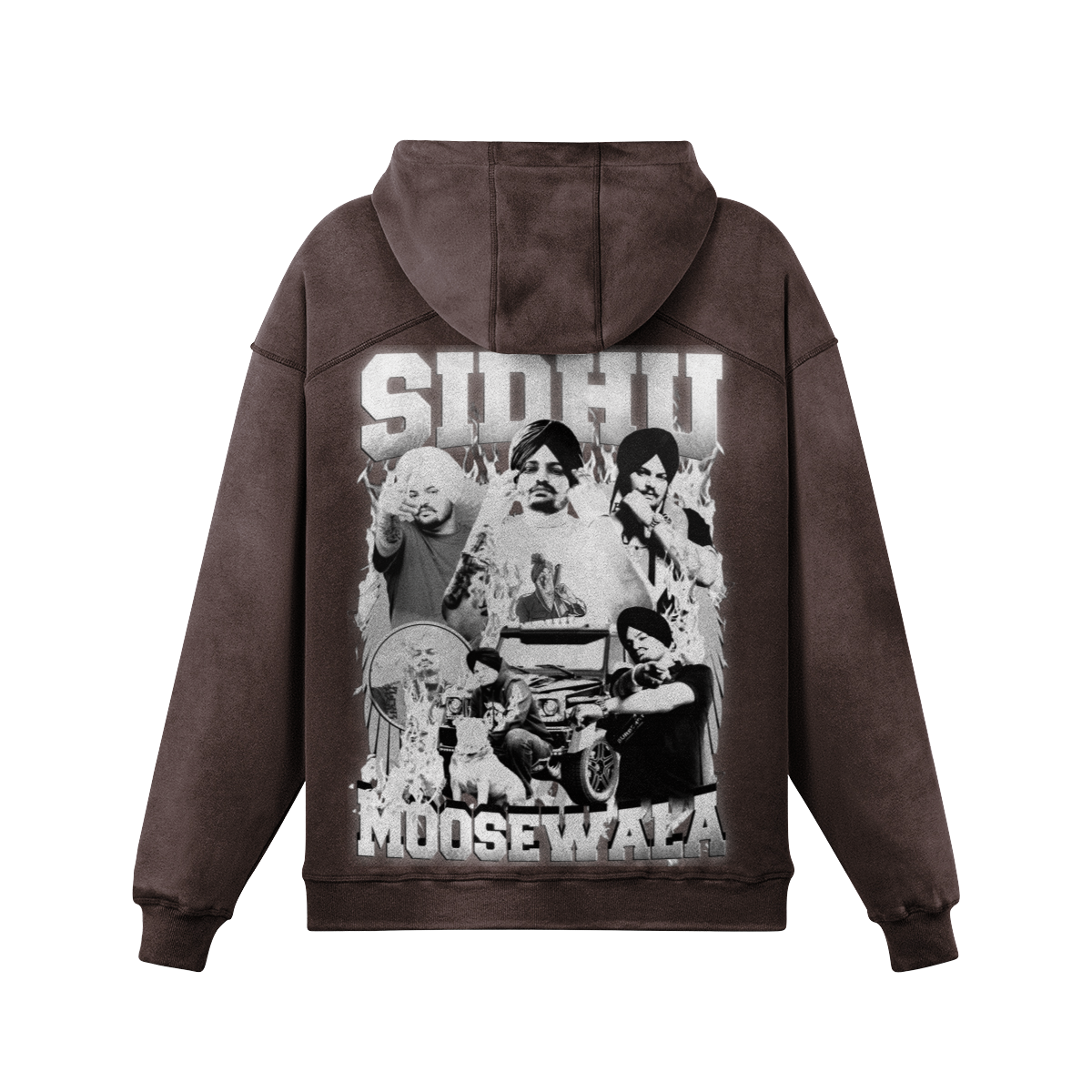 Sidhu Moosewala BW Oversized Washed Hoodie