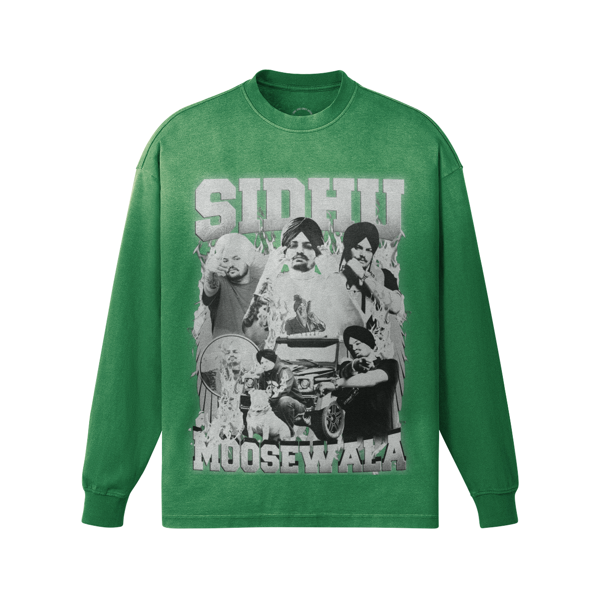 Sidhu Moosewala Oversized Faded Long Sleeve