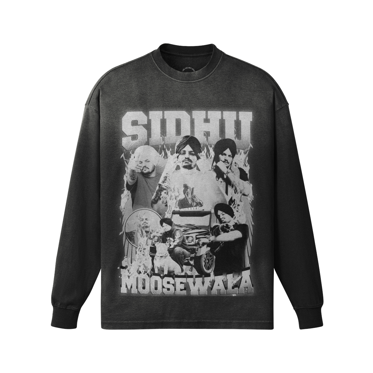 Sidhu Moosewala Oversized Faded Long Sleeve