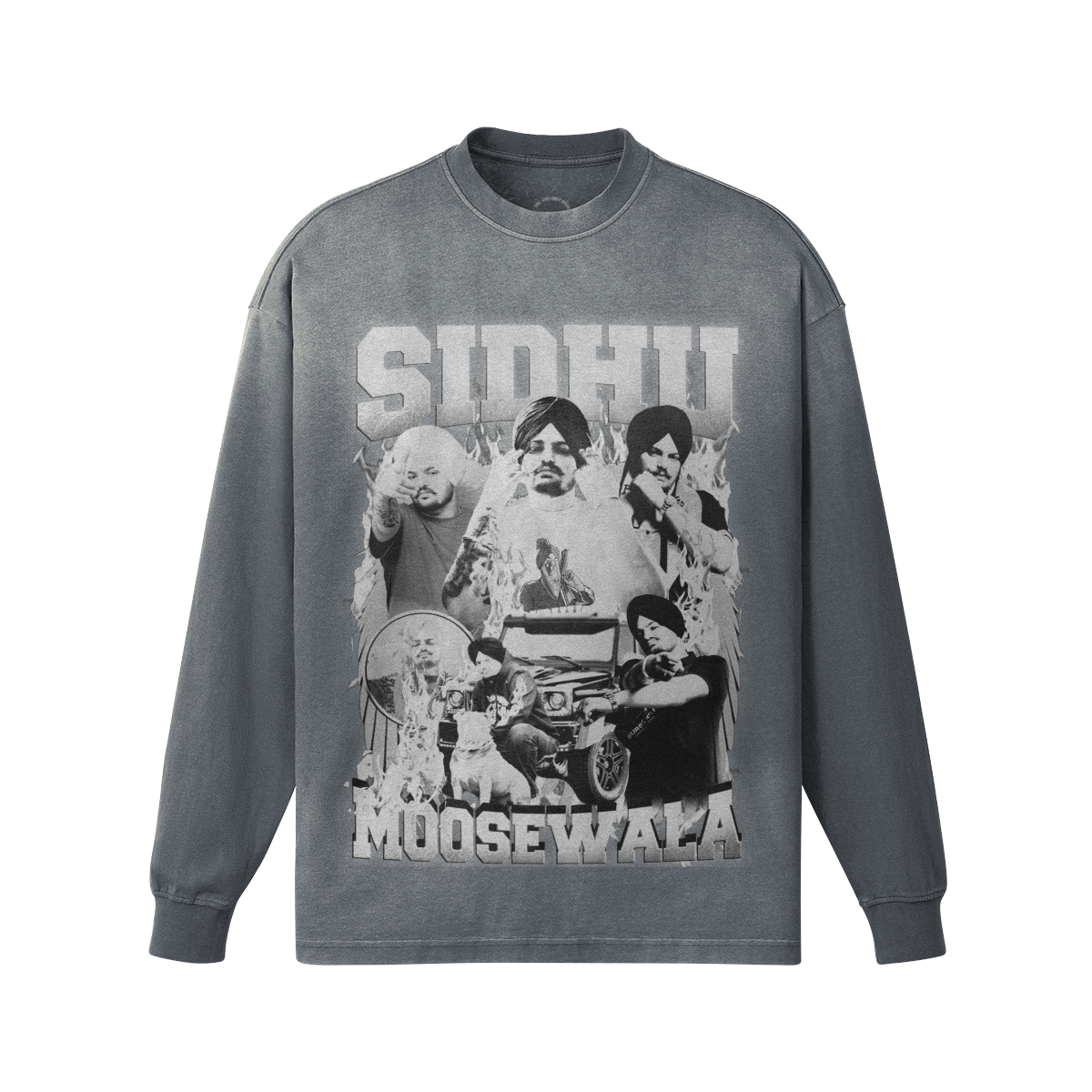 Sidhu Moosewala Oversized Faded Long Sleeve